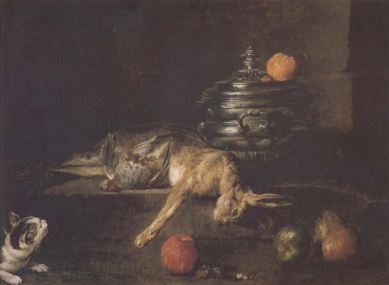 Jean Baptiste Simeon Chardin Partridge and hare cat Germany oil painting art